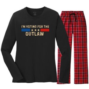 IM Voting For The Outlaw 2024 Cool Women's Long Sleeve Flannel Pajama Set 