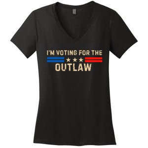 IM Voting For The Outlaw 2024 Cool Women's V-Neck T-Shirt