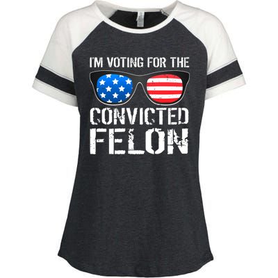 IM Voting For The Convicted Felon Pro Trump 2024 Enza Ladies Jersey Colorblock Tee