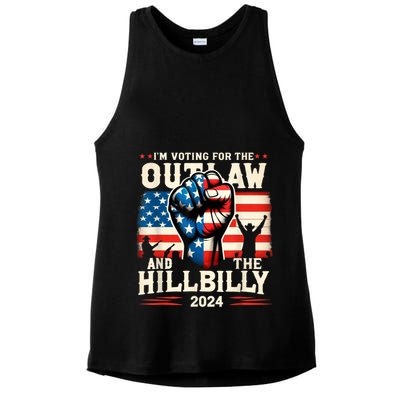 IM Voting For The Outlaw And The Hillbilly 2024 Us Flag Ladies PosiCharge Tri-Blend Wicking Tank