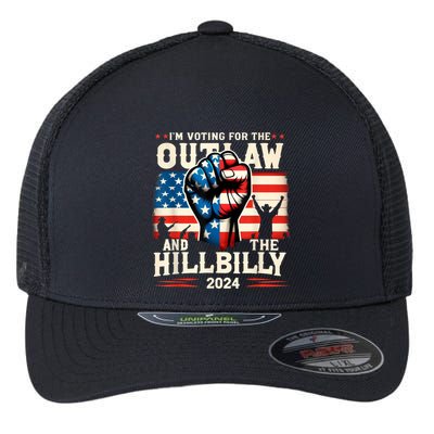 IM Voting For The Outlaw And The Hillbilly 2024 Us Flag Flexfit Unipanel Trucker Cap