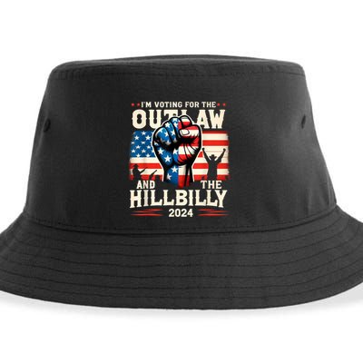 IM Voting For The Outlaw And The Hillbilly 2024 Us Flag Sustainable Bucket Hat