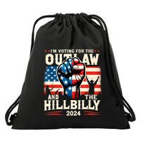 IM Voting For The Outlaw And The Hillbilly 2024 Us Flag Drawstring Bag