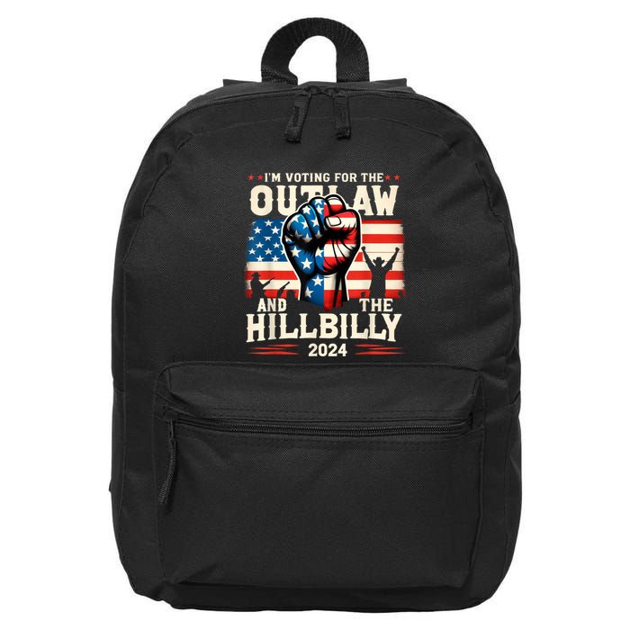 IM Voting For The Outlaw And The Hillbilly 2024 Us Flag 16 in Basic Backpack