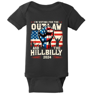 IM Voting For The Outlaw And The Hillbilly 2024 Us Flag Baby Bodysuit