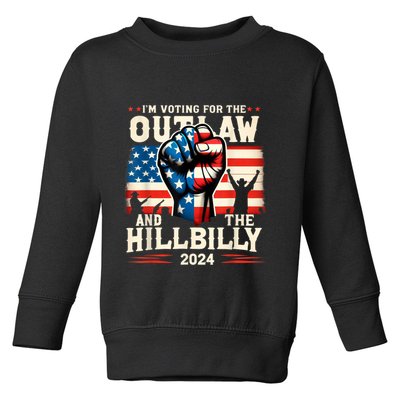 IM Voting For The Outlaw And The Hillbilly 2024 Us Flag Toddler Sweatshirt
