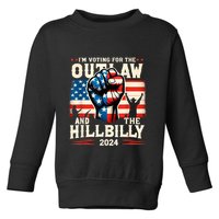 IM Voting For The Outlaw And The Hillbilly 2024 Us Flag Toddler Sweatshirt