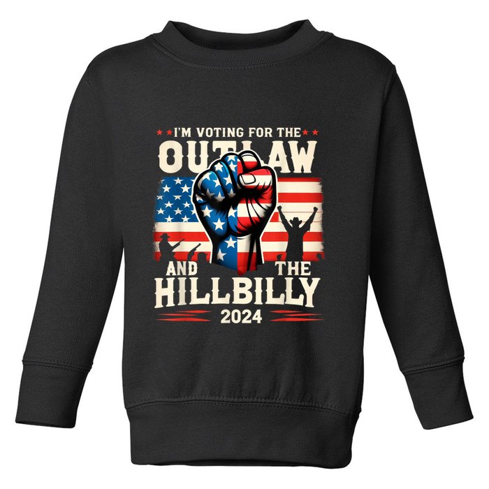 IM Voting For The Outlaw And The Hillbilly 2024 Us Flag Toddler Sweatshirt