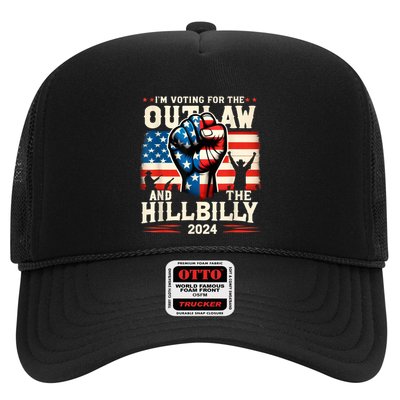 IM Voting For The Outlaw And The Hillbilly 2024 Us Flag Trucker Hat