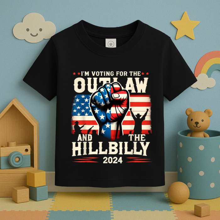 IM Voting For The Outlaw And The Hillbilly 2024 Us Flag Toddler T-Shirt