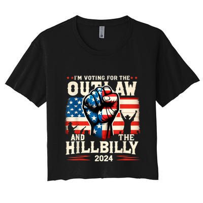 IM Voting For The Outlaw And The Hillbilly 2024 Us Flag Crop Top