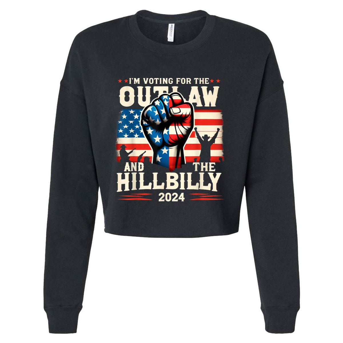IM Voting For The Outlaw And The Hillbilly 2024 Us Flag Cropped Pullover Crew