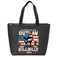 IM Voting For The Outlaw And The Hillbilly 2024 Us Flag Zip Tote Bag