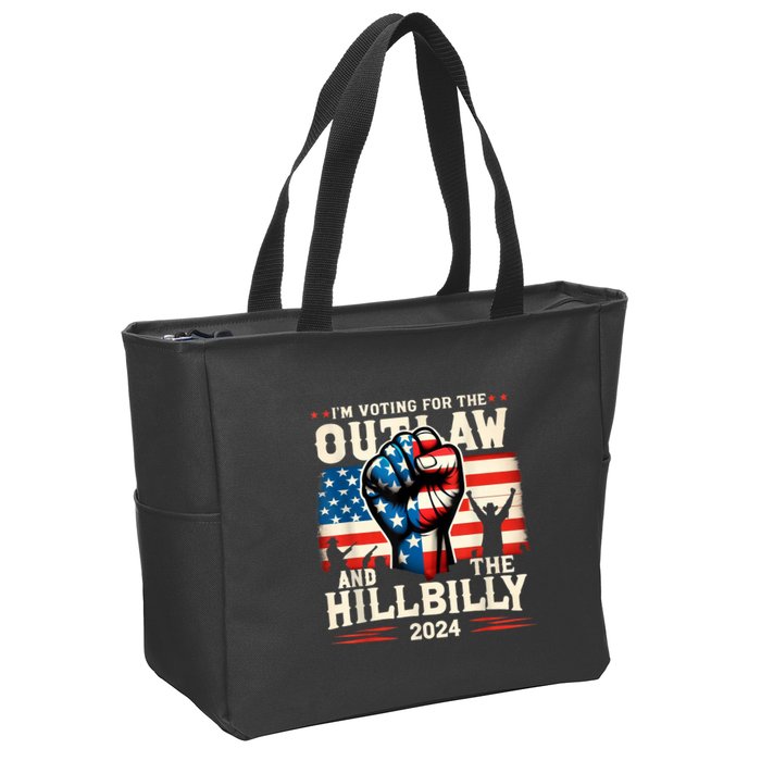 IM Voting For The Outlaw And The Hillbilly 2024 Us Flag Zip Tote Bag
