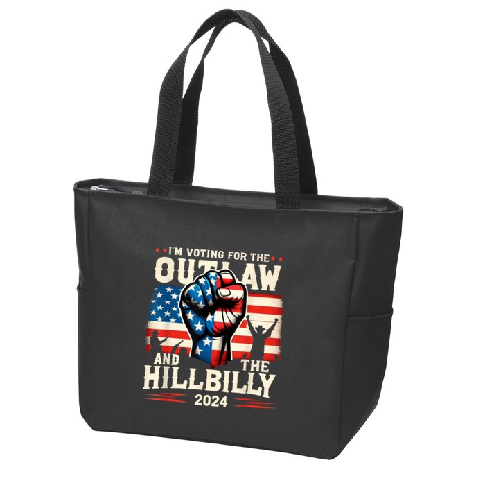 IM Voting For The Outlaw And The Hillbilly 2024 Us Flag Zip Tote Bag