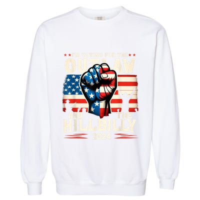 IM Voting For The Outlaw And The Hillbilly 2024 Us Flag Garment-Dyed Sweatshirt
