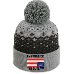 Im Voting For The Outlaw Funny Trump Maga 2024 The Baniff Cuffed Pom Beanie