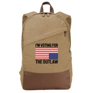 Im Voting For The Outlaw Funny Trump Maga 2024 Cotton Canvas Backpack