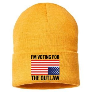 Im Voting For The Outlaw Funny Trump Maga 2024 Sustainable Knit Beanie