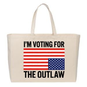 Im Voting For The Outlaw Funny Trump Maga 2024 Cotton Canvas Jumbo Tote