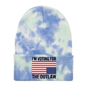 Im Voting For The Outlaw Funny Trump Maga 2024 Tie Dye 12in Knit Beanie