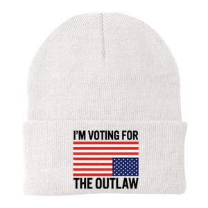 Im Voting For The Outlaw Funny Trump Maga 2024 Knit Cap Winter Beanie