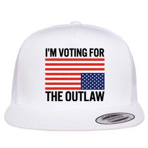 Im Voting For The Outlaw Funny Trump Maga 2024 Flat Bill Trucker Hat