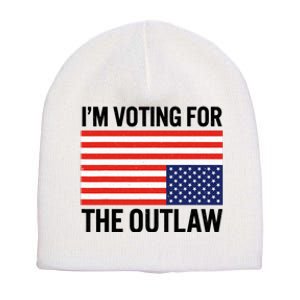 Im Voting For The Outlaw Funny Trump Maga 2024 Short Acrylic Beanie