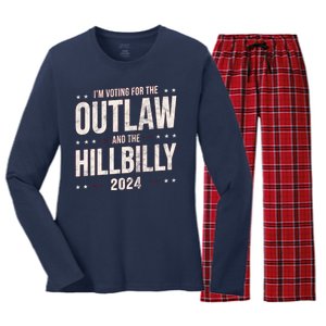 Im Voting For The Outlaw And The Hillbilly 2024 Women's Long Sleeve Flannel Pajama Set 