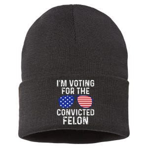 IM Voting For A Felon In 2024 Us Flag Sustainable Knit Beanie