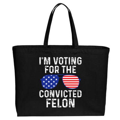 IM Voting For A Felon In 2024 Us Flag Cotton Canvas Jumbo Tote