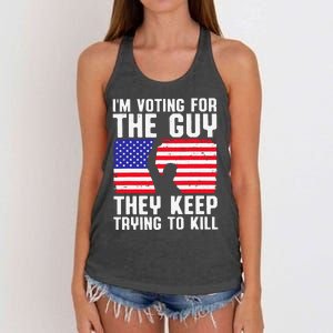 IM Voting For The Guy They Keep Trying To Kill Women's Knotted Racerback Tank