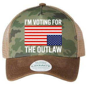 Im Voting For The Outlaw Funny Trump Maga 2024 Legacy Tie Dye Trucker Hat