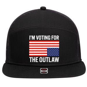 Im Voting For The Outlaw Funny Trump Maga 2024 7 Panel Mesh Trucker Snapback Hat