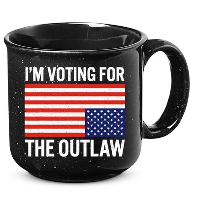 Im Voting For The Outlaw Funny Trump Maga 2024 15oz Campfire Ceramic Mug