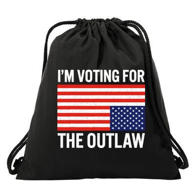Im Voting For The Outlaw Funny Trump Maga 2024 Drawstring Bag