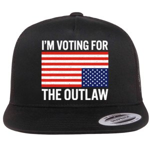 Im Voting For The Outlaw Funny Trump Maga 2024 Flat Bill Trucker Hat