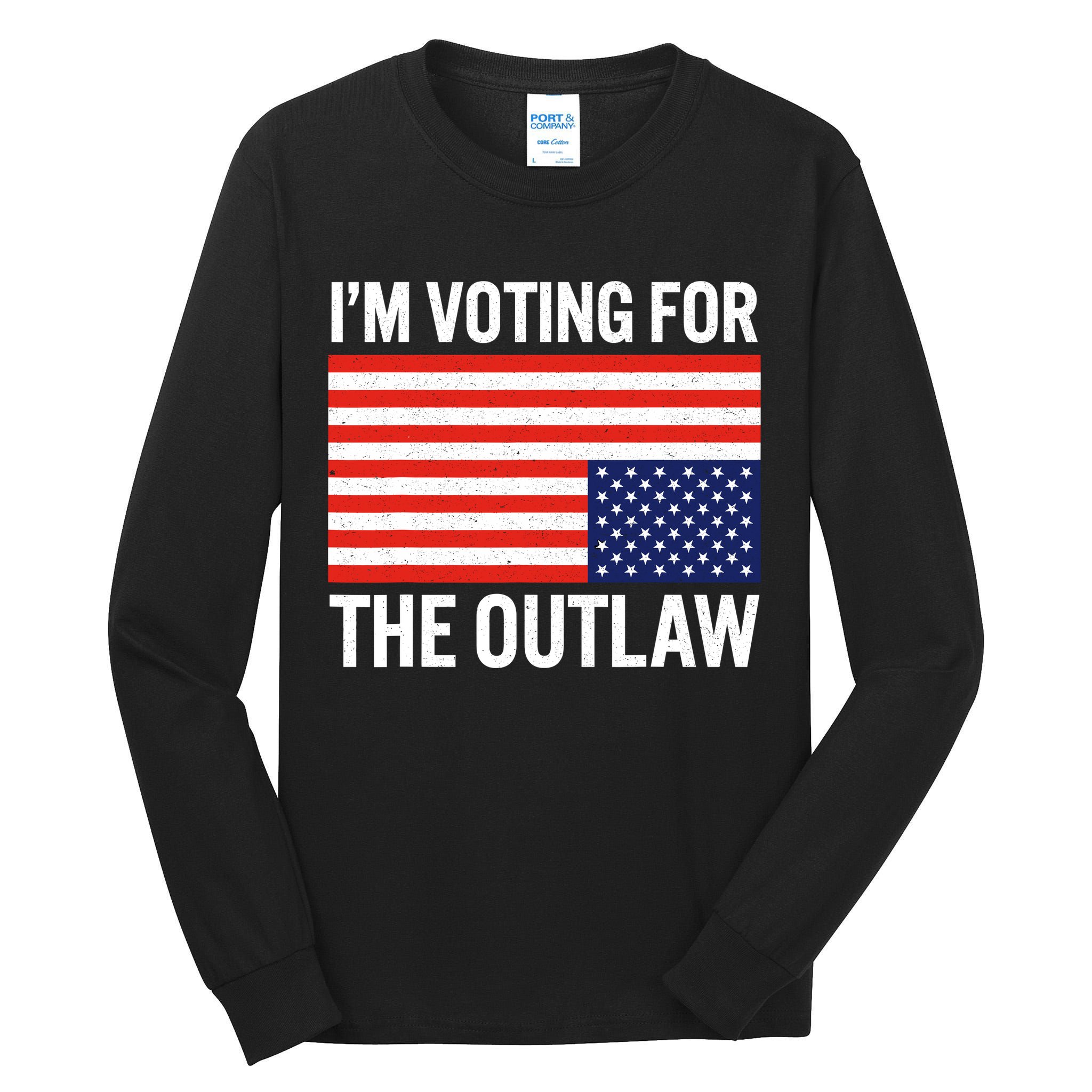 Im Voting For The Outlaw Funny Trump Maga 2024 Tall Long Sleeve T-Shirt