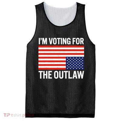 Im Voting For The Outlaw Funny Trump Maga 2024 Mesh Reversible Basketball Jersey Tank