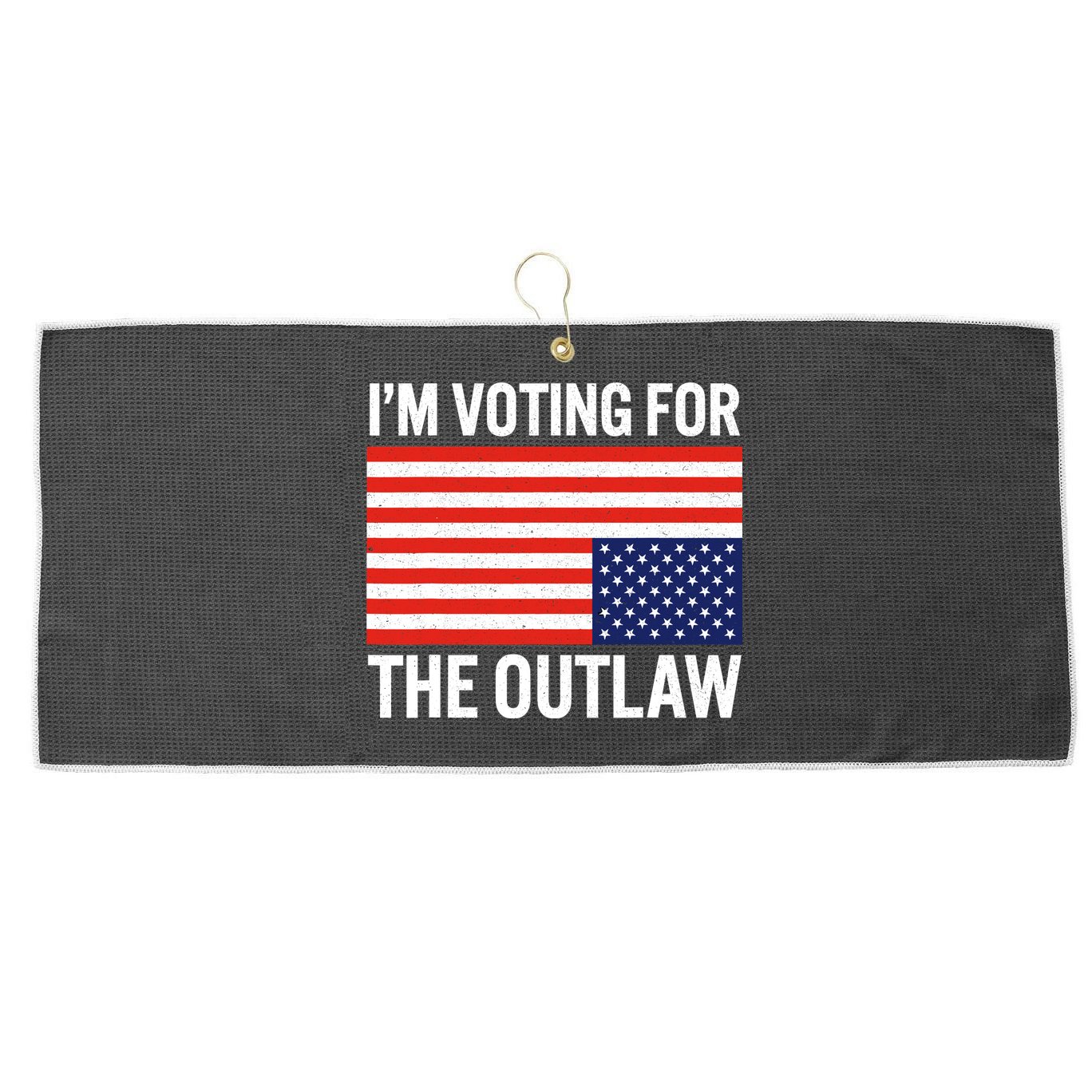 Im Voting For The Outlaw Funny Trump Maga 2024 Large Microfiber Waffle Golf Towel