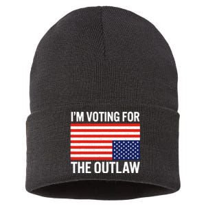 Im Voting For The Outlaw Funny Trump Maga 2024 Sustainable Knit Beanie