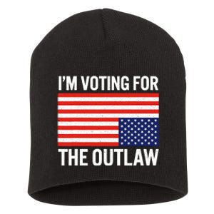 Im Voting For The Outlaw Funny Trump Maga 2024 Short Acrylic Beanie