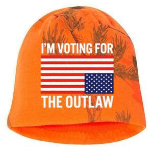 Im Voting For The Outlaw Funny Trump Maga 2024 Kati - Camo Knit Beanie