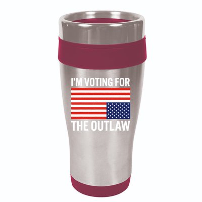 Im Voting For The Outlaw Funny Trump Maga 2024 16oz Travel Tumbler