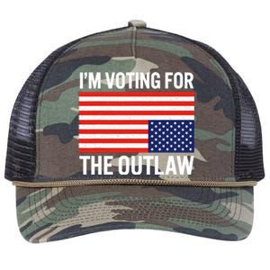 Im Voting For The Outlaw Funny Trump Maga 2024 Retro Rope Trucker Hat Cap