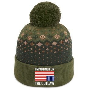 Im Voting For The Outlaw Funny Trump Maga 2024 The Baniff Cuffed Pom Beanie