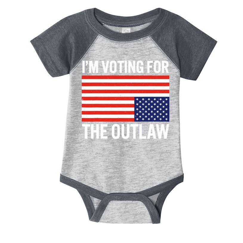 Im Voting For The Outlaw Funny Trump Maga 2024 Infant Baby Jersey Bodysuit