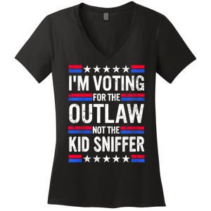 Im Voting For The Outlaw Not The Kiid Sniffer Trump 2024 Women's V-Neck T-Shirt