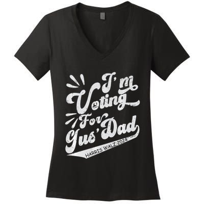 IM Voting For Gus Dad Vote Kamala Harris Walz Waltz 2024 Premium Women's V-Neck T-Shirt