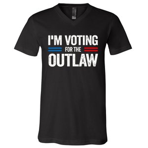 Im Voting For The Outlaw Funny Trump Maga 2024 V-Neck T-Shirt